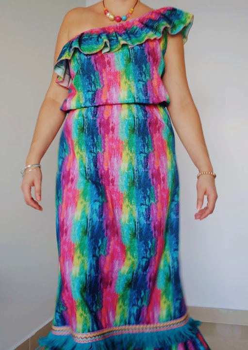 Vestido Comprido 100% algodão, estilo boémio