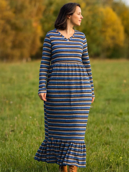 Vestido de Riscas em malha brilhante