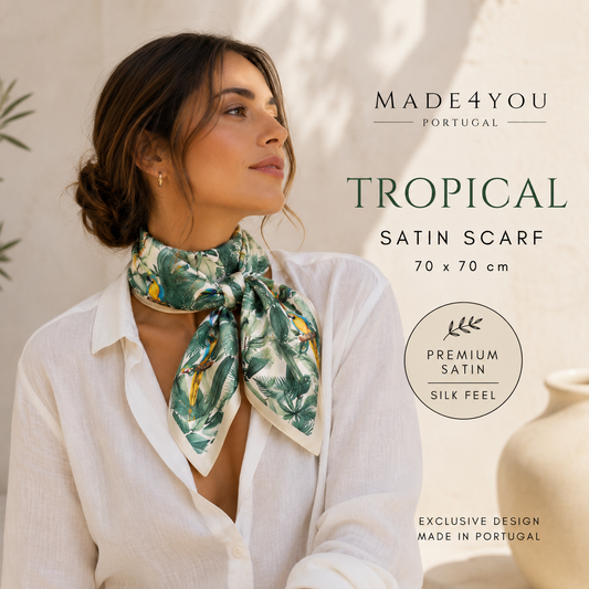 Tropical | Lenço em Cetim Premium 🌿 Pré-venda