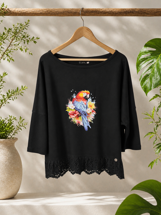 T-shirt Overised Arara Noite 🖤