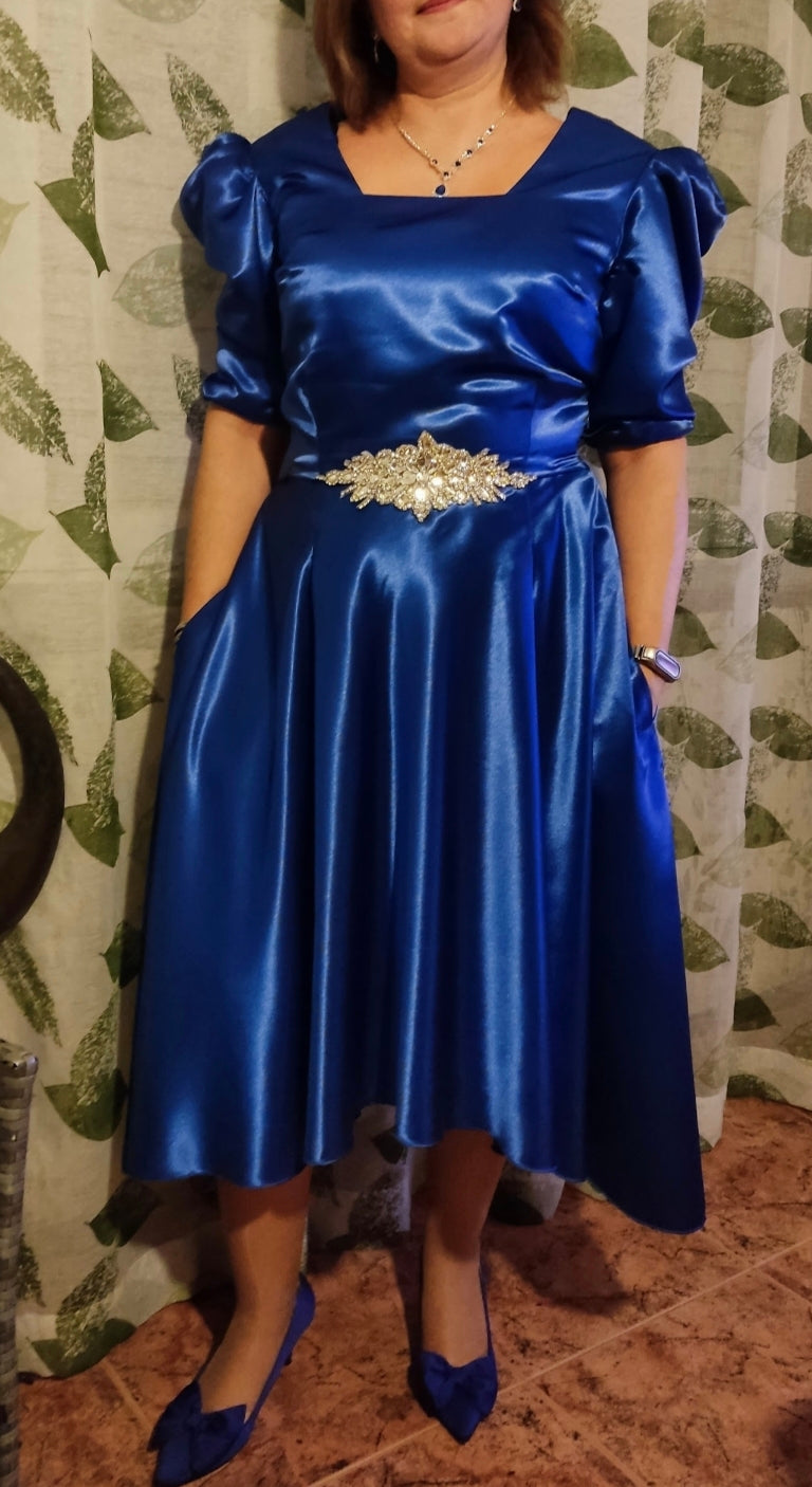 Vestido Luna em Sablé com Mangas Bufantes Made4you® 💙 Peça especial criada por encomenda