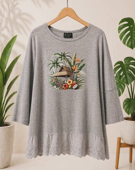 T-shirt Renda Essência Tropical 🩶