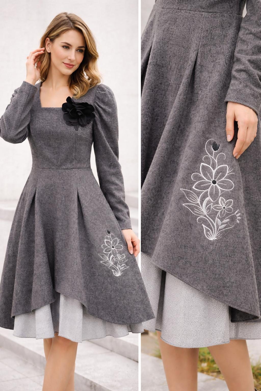Vestido Líria em Fazenda Bordada; Peça Única XL