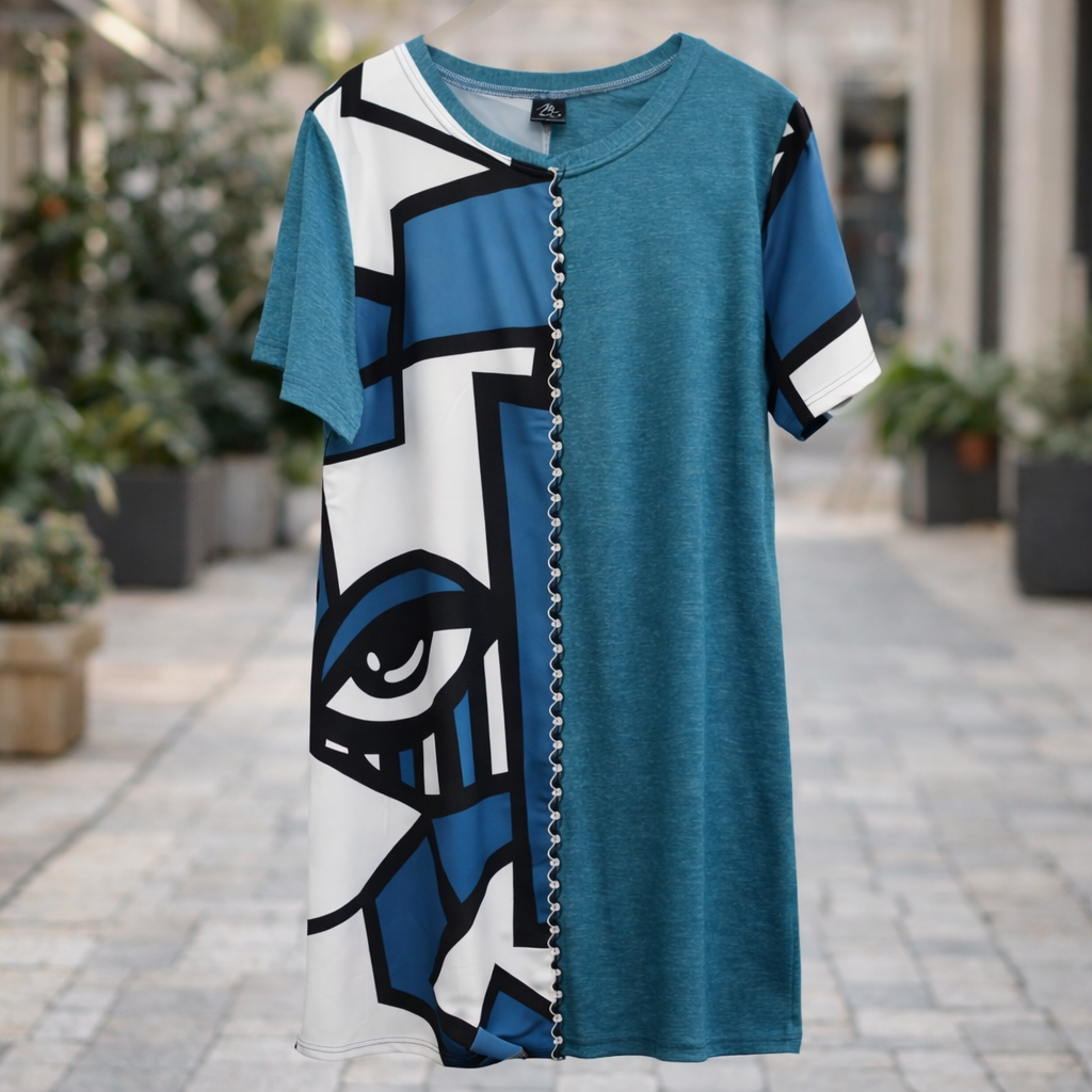 Vestido Geométrico Azure Oversized 💙