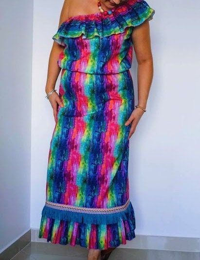 Vestido Comprido 100% algodão, estilo boémio