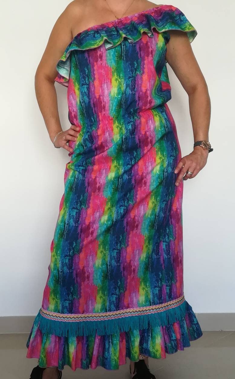 Vestido Comprido 100% algodão, estilo boémio