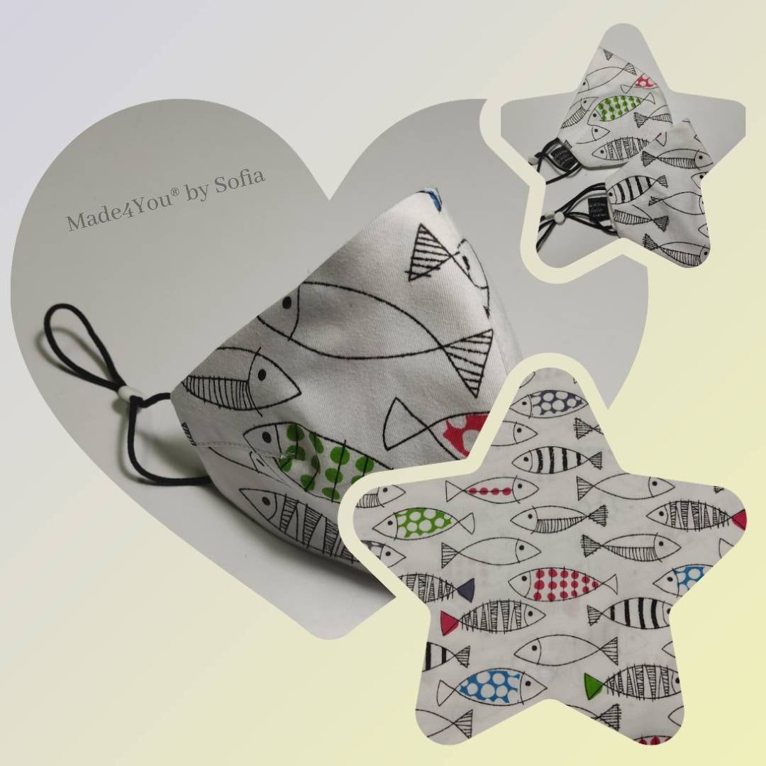 Máscara Modelo Sardinha, Washable mask, Reusable face mask, Cotton mask, Travel mask, Anti Dust mask, Stoffmaske, Fabric Facemask, Masks