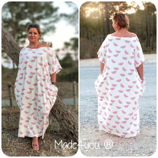 Vestido Longo Estampado de Melancias – Plus size