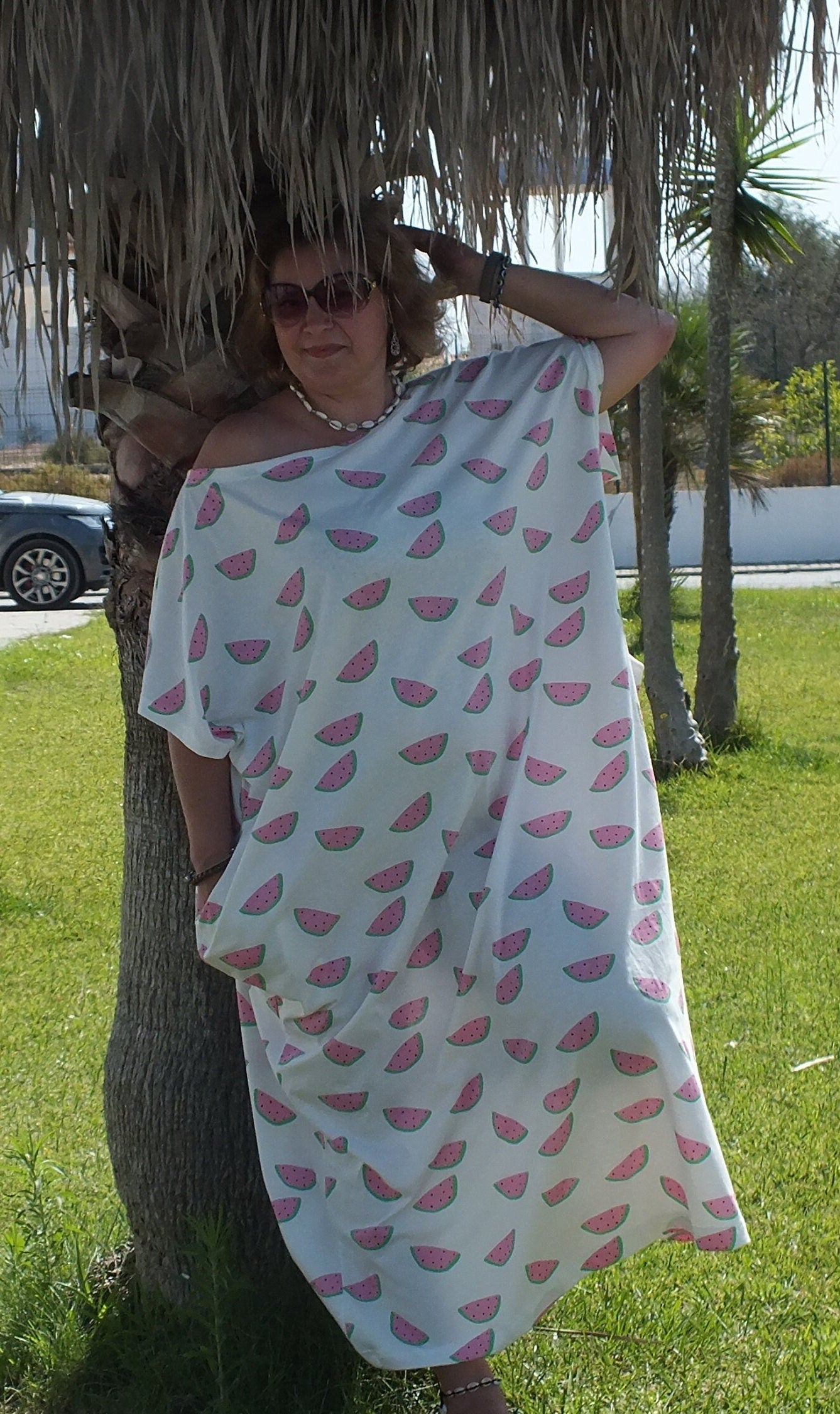Vestido Longo Estampado de Melancias – Plus size