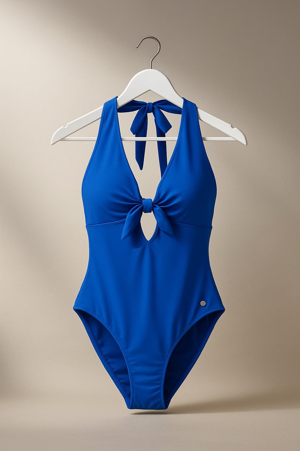 Fato de Banho Feminino Azul Elétrico – Modelo Halter com Nó