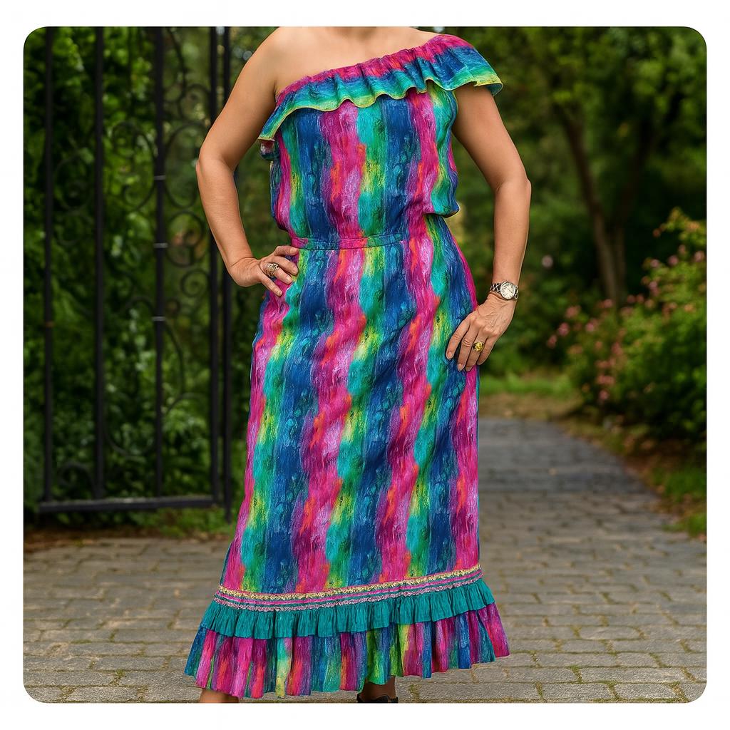 Vestido Comprido 100% algodão, estilo boémio
