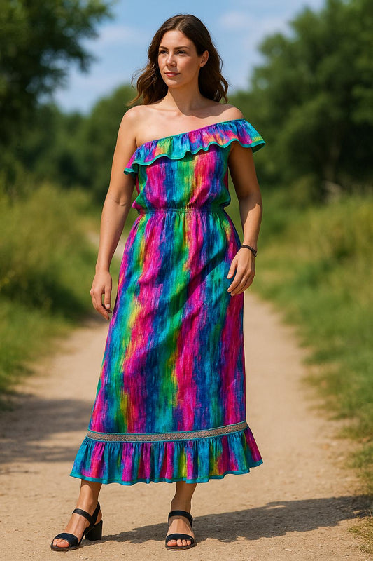 Vestido Comprido 100% algodão, estilo boémio