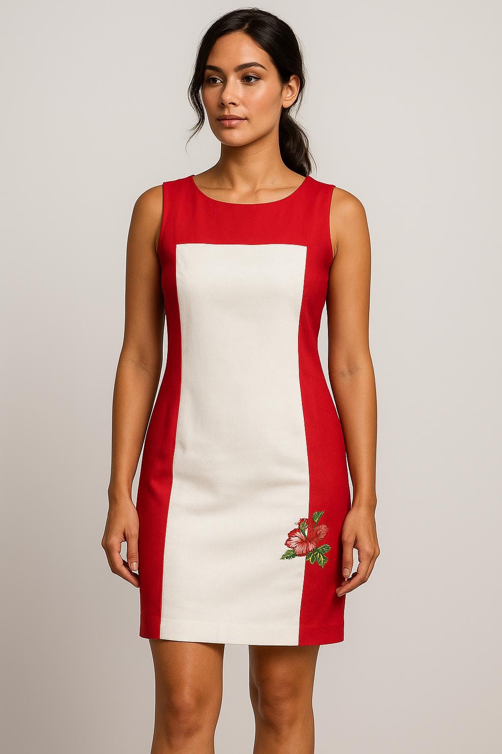 Vestido de linho vermelho e pérola ❤️🌺