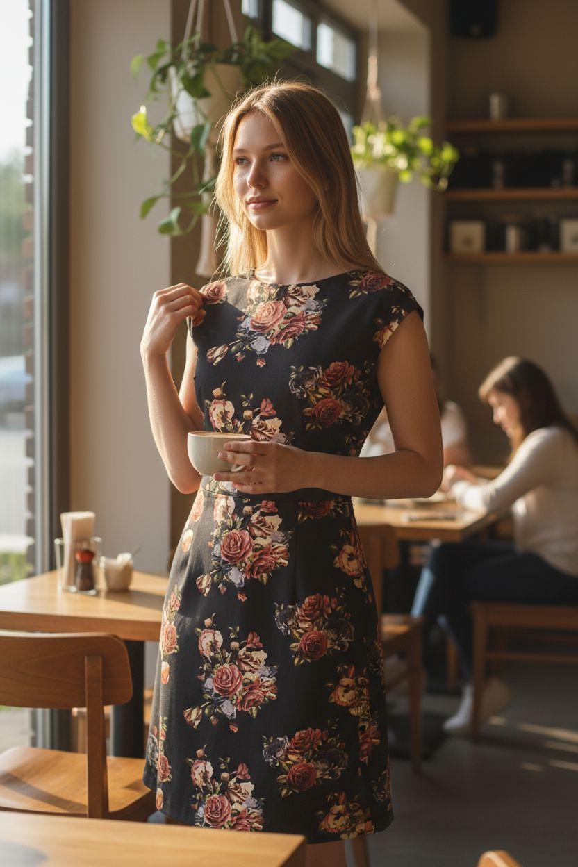Vestido Rosália - malha encorpada floral