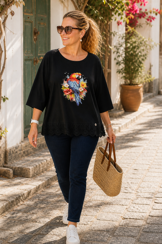 T-shirt Overised Arara Noite 🖤