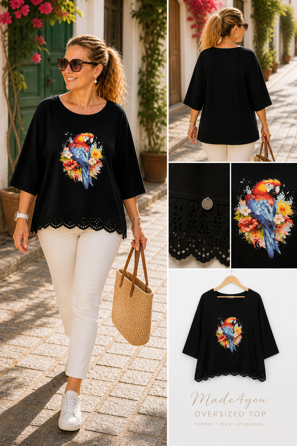 T-shirt Overised Arara Noite 🖤