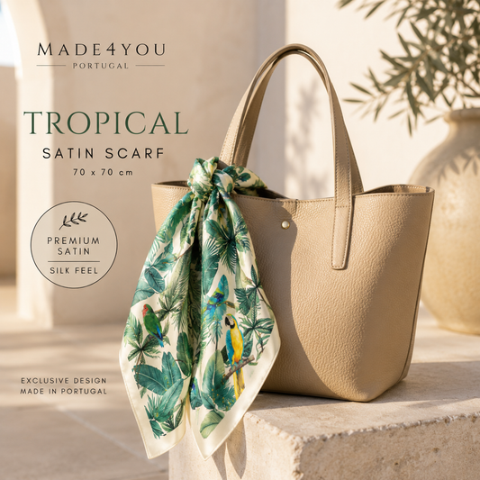 Tropical | Lenço em Cetim Premium 🌿 Pré-venda