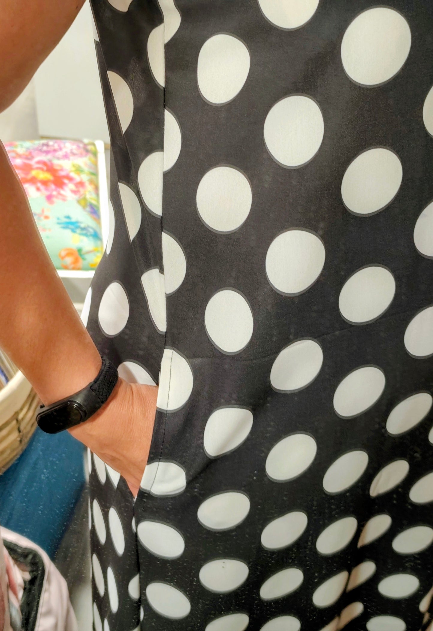 Vestido Comprido Poá Preto e Branco XL