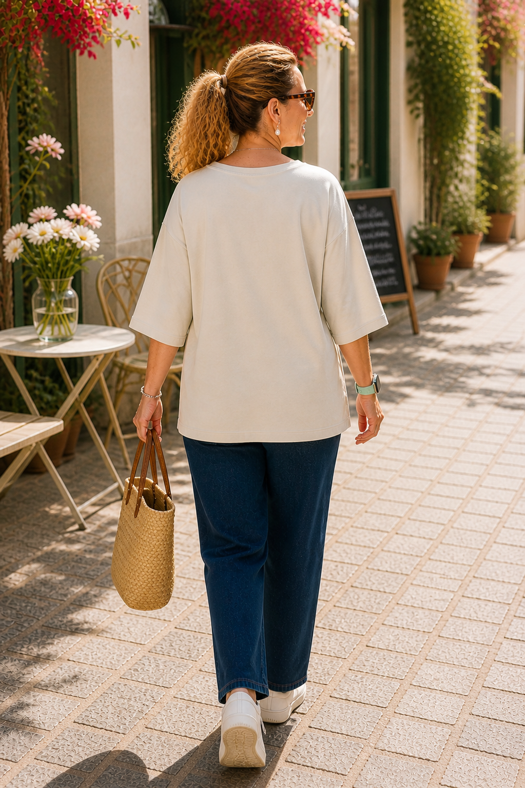 T-shirt Oversized Hibisco em Algodão 🌺
